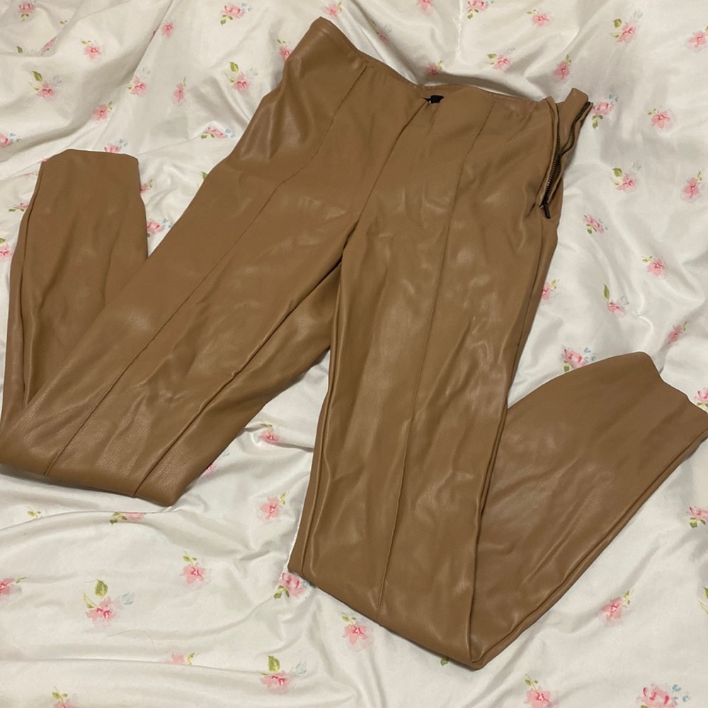 Zara leather pleated pants